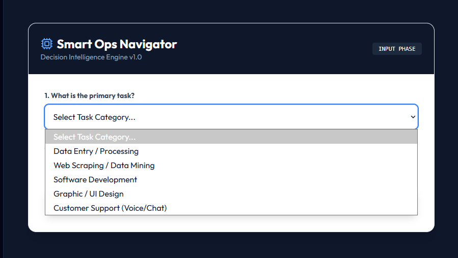 Smart Ops Navigator Task Selection